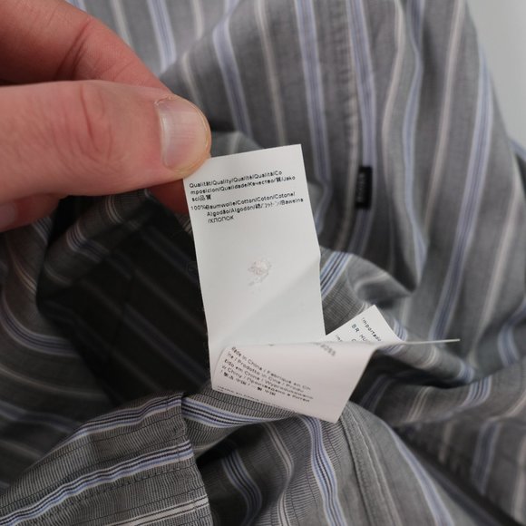 Hugo Boss Lex Men's L Gray Striped Button Up Shirt - Picture 11 of 11